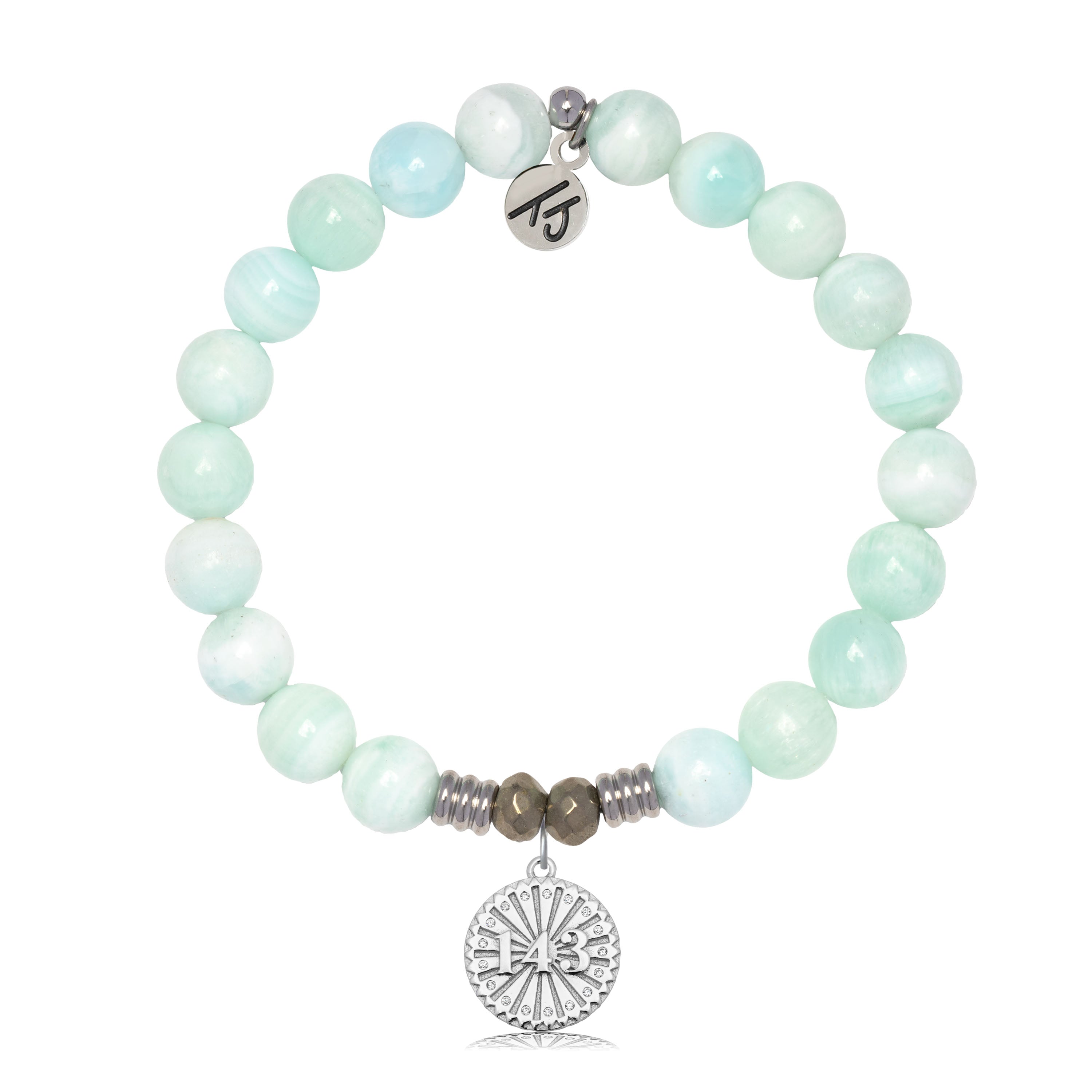 Hemimorphite Gemstone Bracelet with I Love You Sterling Silver Charm