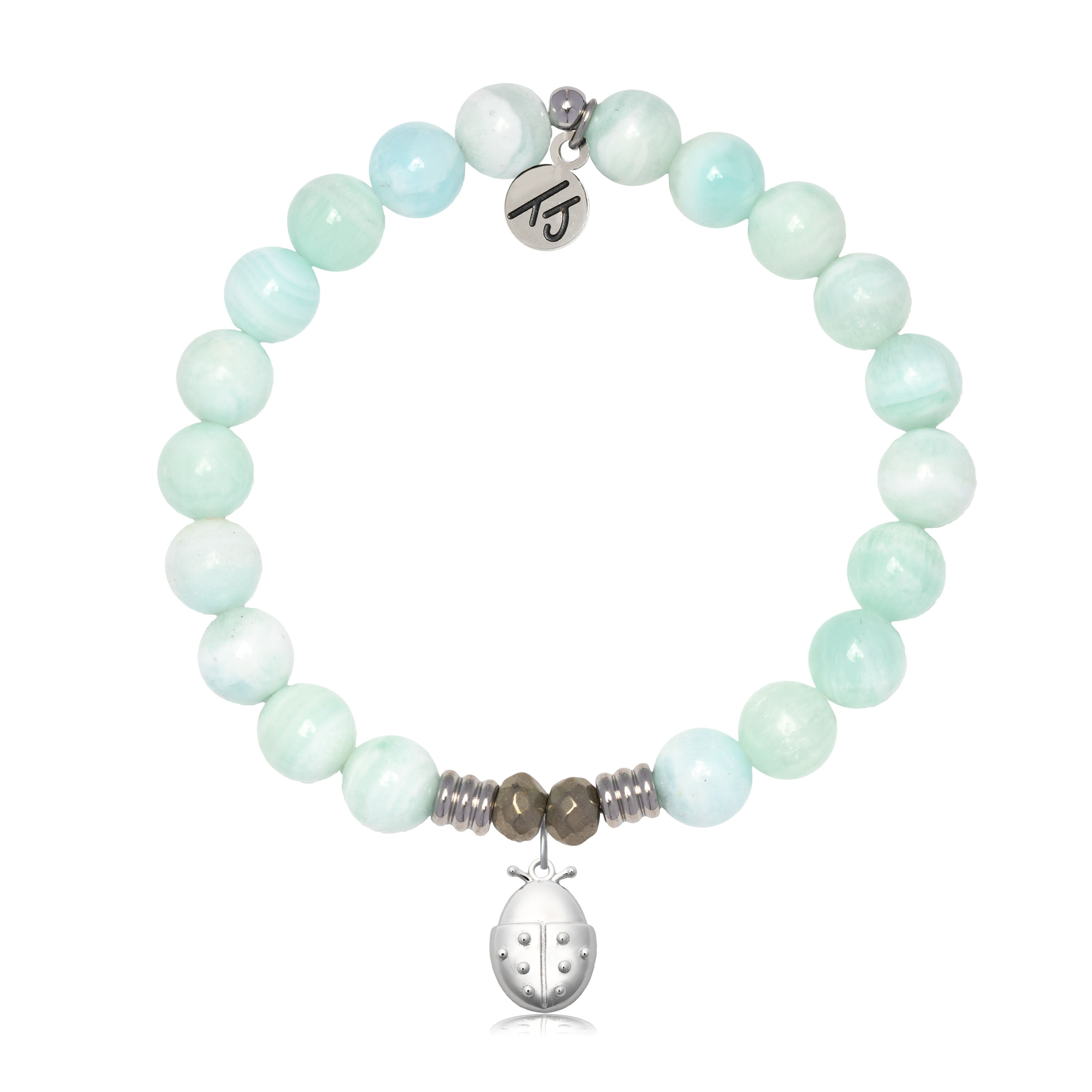 Hemimorphite Gemstone Bracelet with Ladybug Sterling Silver Charm
