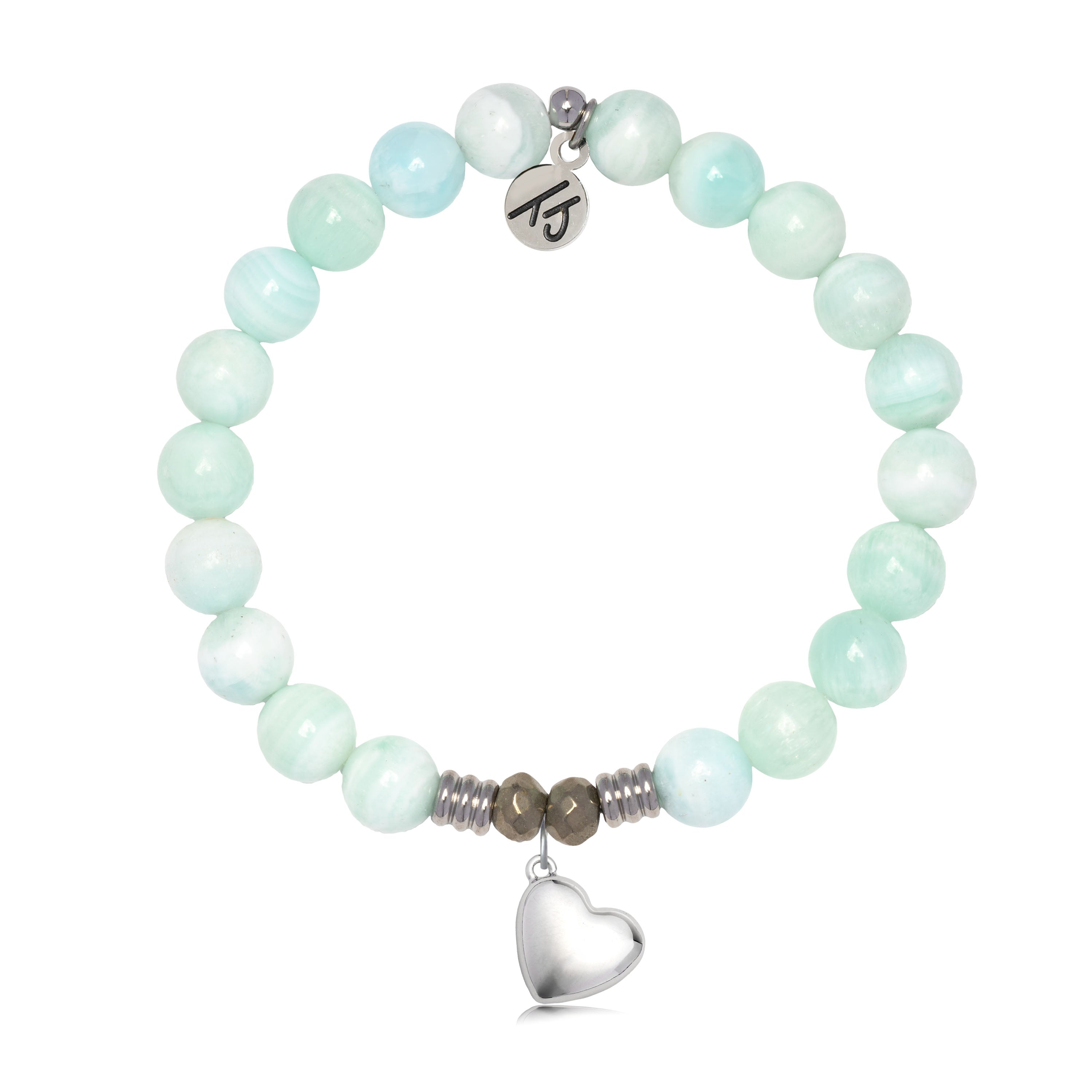 Hemimorphite Gemstone Bracelet with Love the Life You Live Sterling Silver Charm