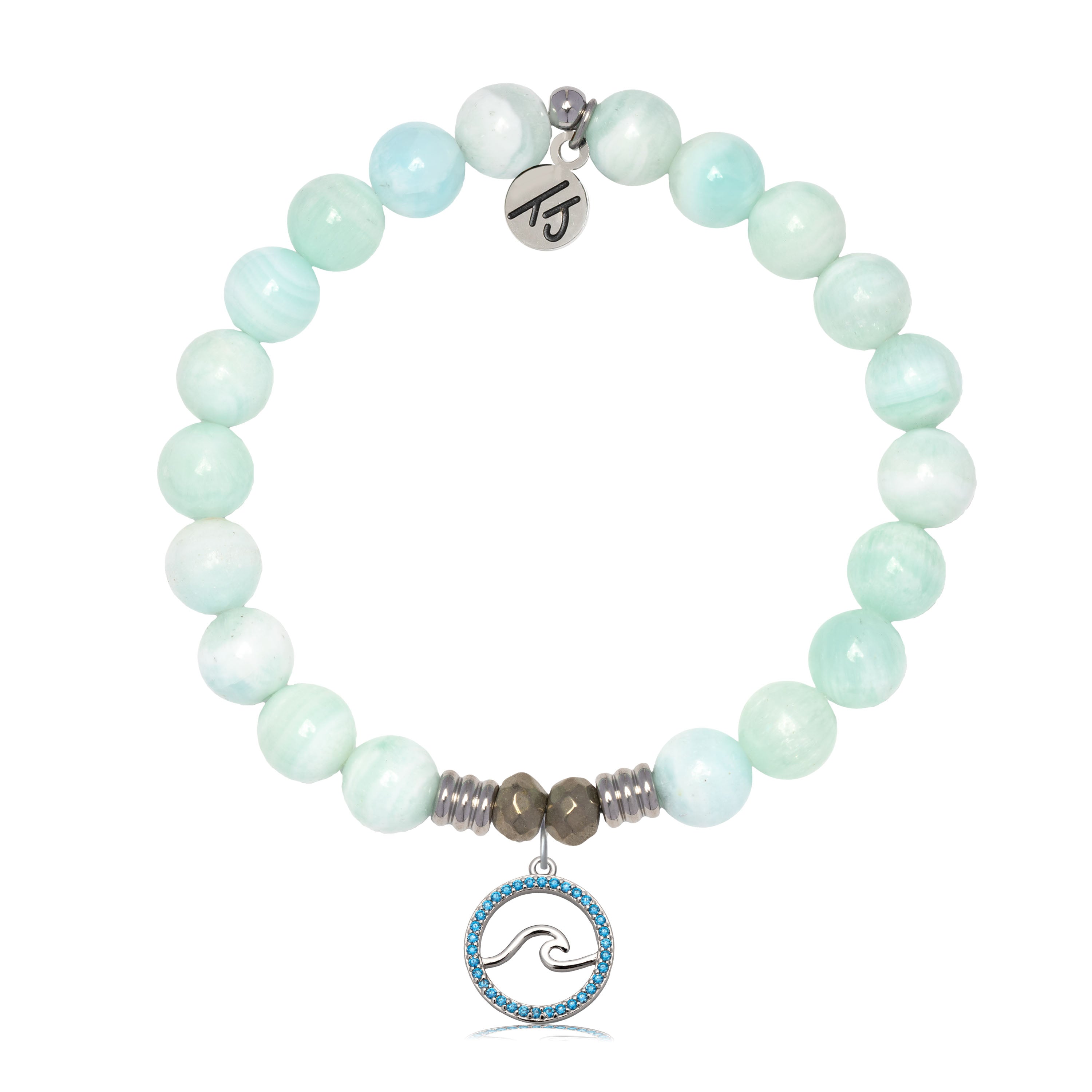 Hemimorphite Gemstone Bracelet with Serenity Wave Sterling Silver Charm