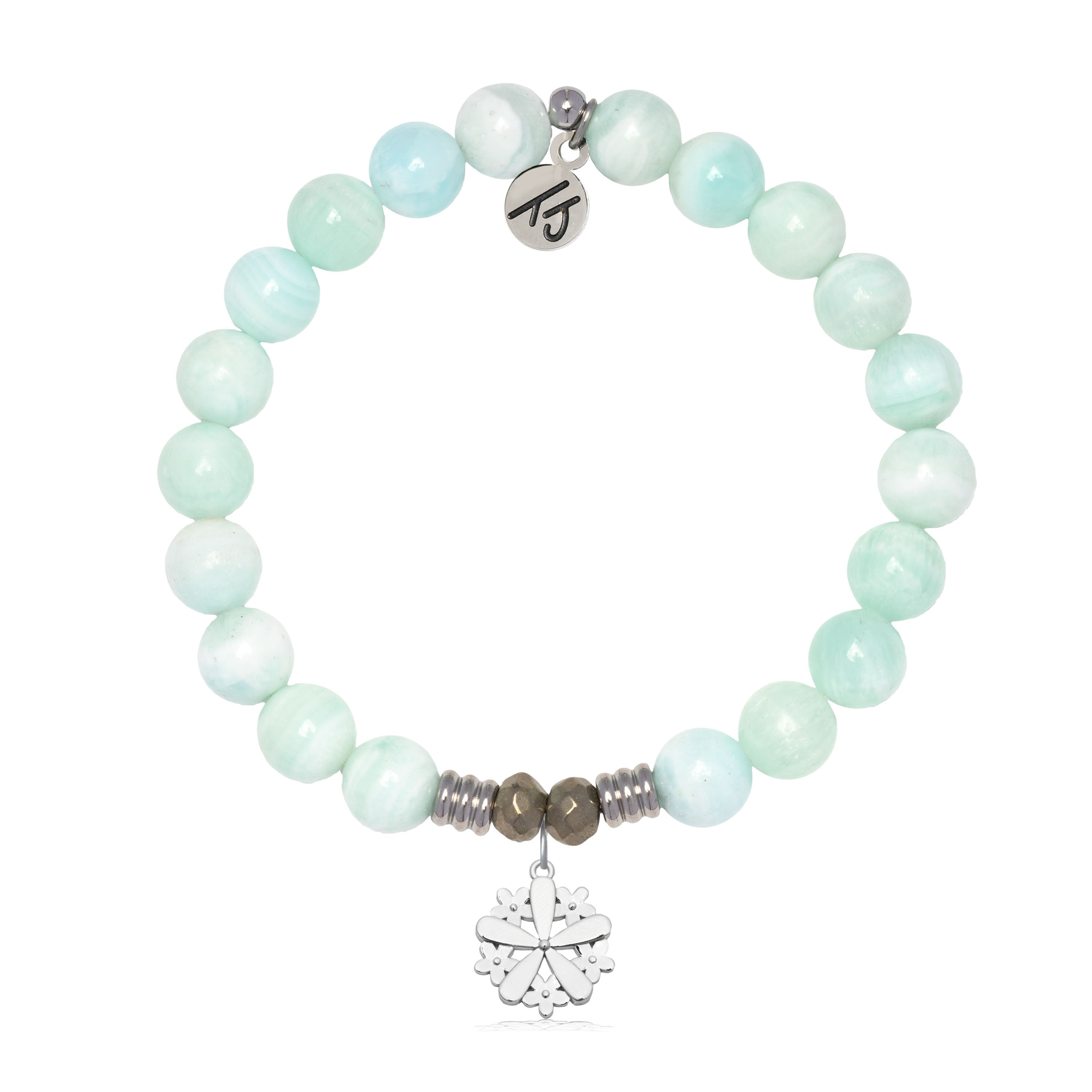 Hemimorphite Gemstone Bracelet with Thank You Flower Sterling Silver Charm