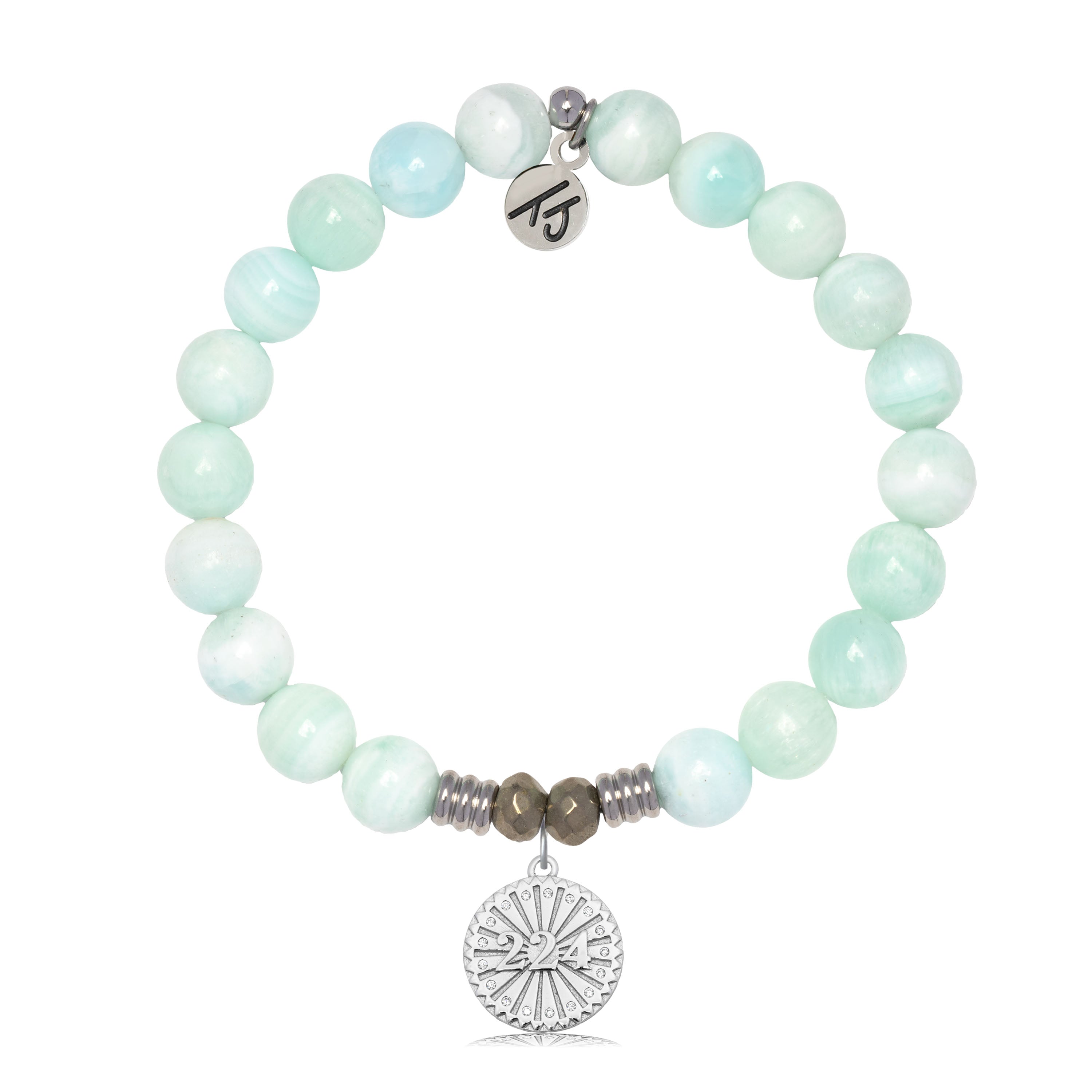 Hemimorphite Gemstone Bracelet with Today Tomorrow Forever Sterling Silver Charm