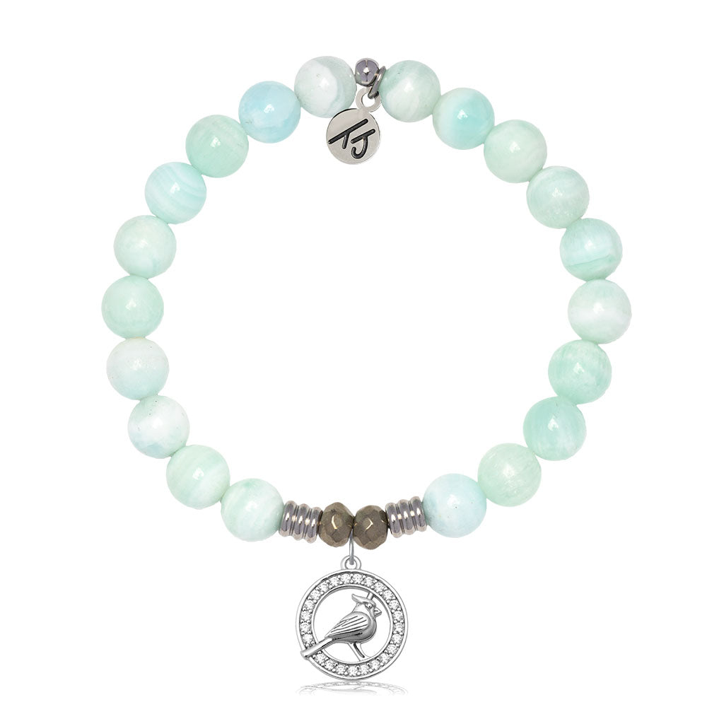 Hemimorphite Gemstone Bracelet with White Cardinal CZ Sterling Silver Charm