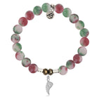 Holiday Jade Gemstone Bracelet with Angel Blessings Sterling Silver Charm