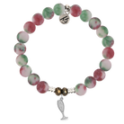 Holiday Jade Gemstone Bracelet with Cheers Sterling Silver Charm