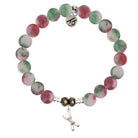Holiday Jade Gemstone Bracelet with Skis Sterling Silver Charm