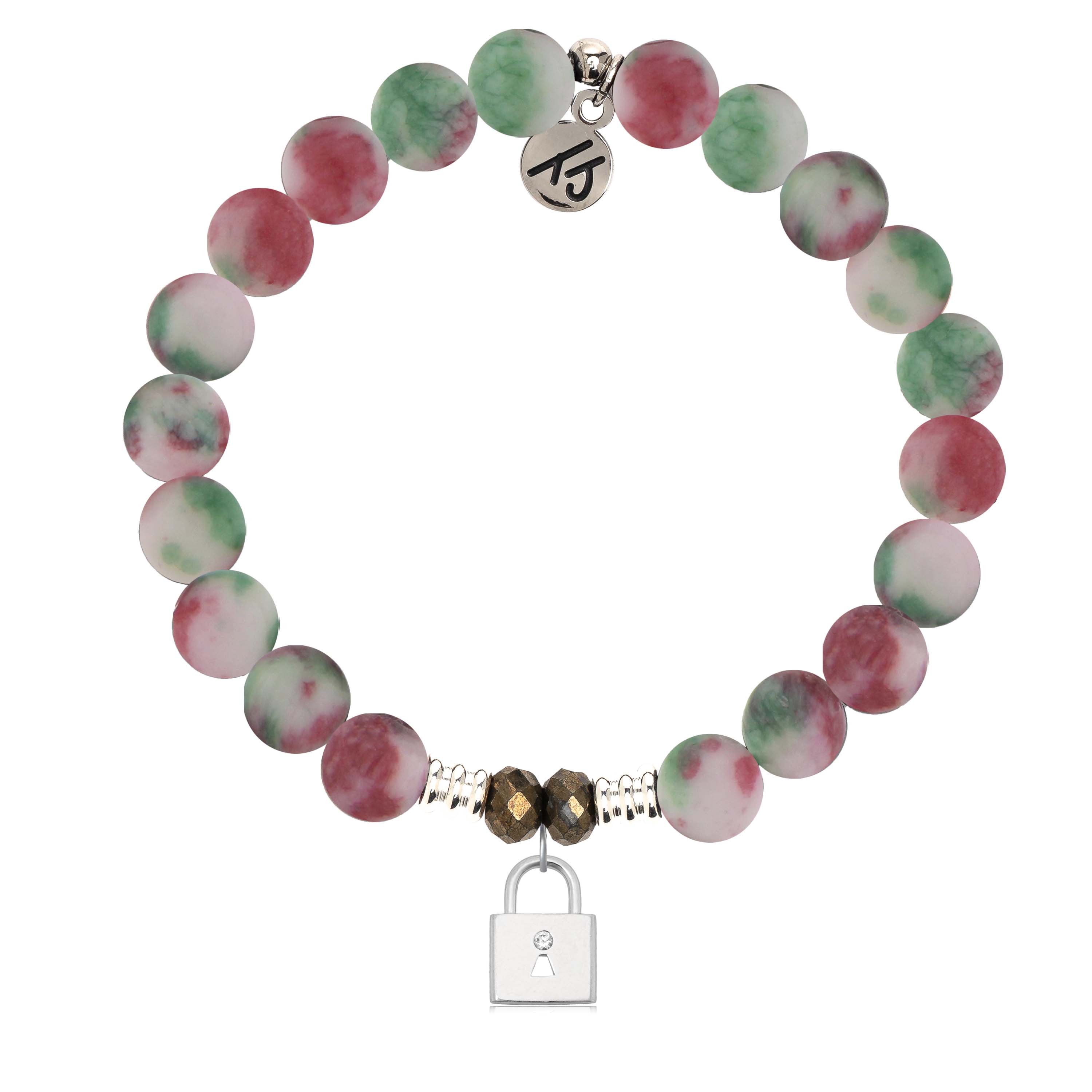 Holiday Jade Gemstone Bracelet with Unbreakable Friendship Sterling Silver Charm