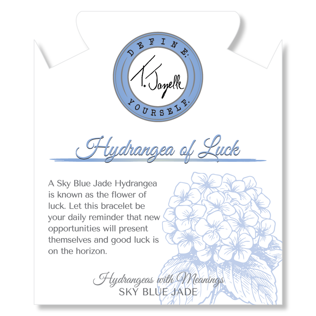 Hydrangea Collection- Sky Blue Jade Bracelet with Sterling Silver Hydrangea Bead