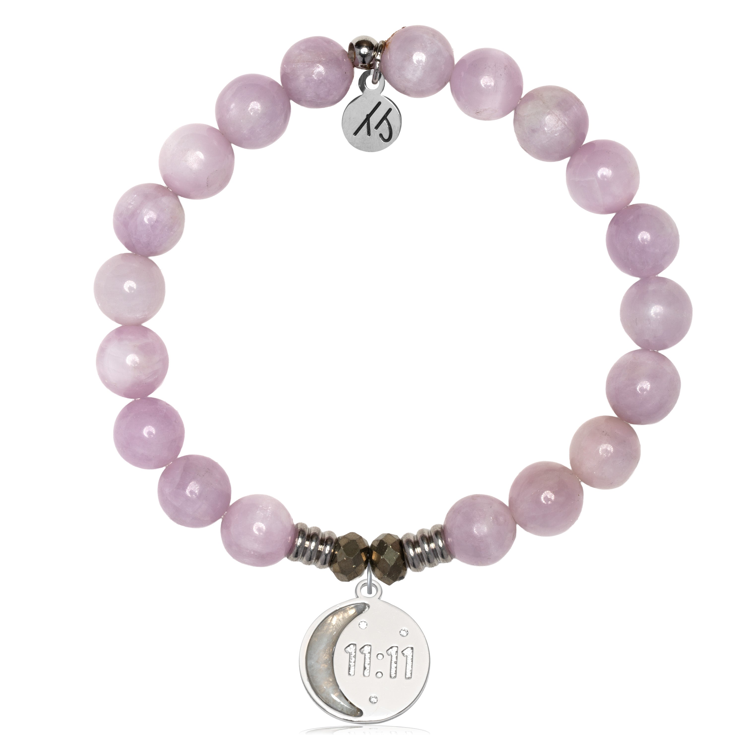 Kunzite Gemstone Bracelet with 11:11 Sterling Silver Charm