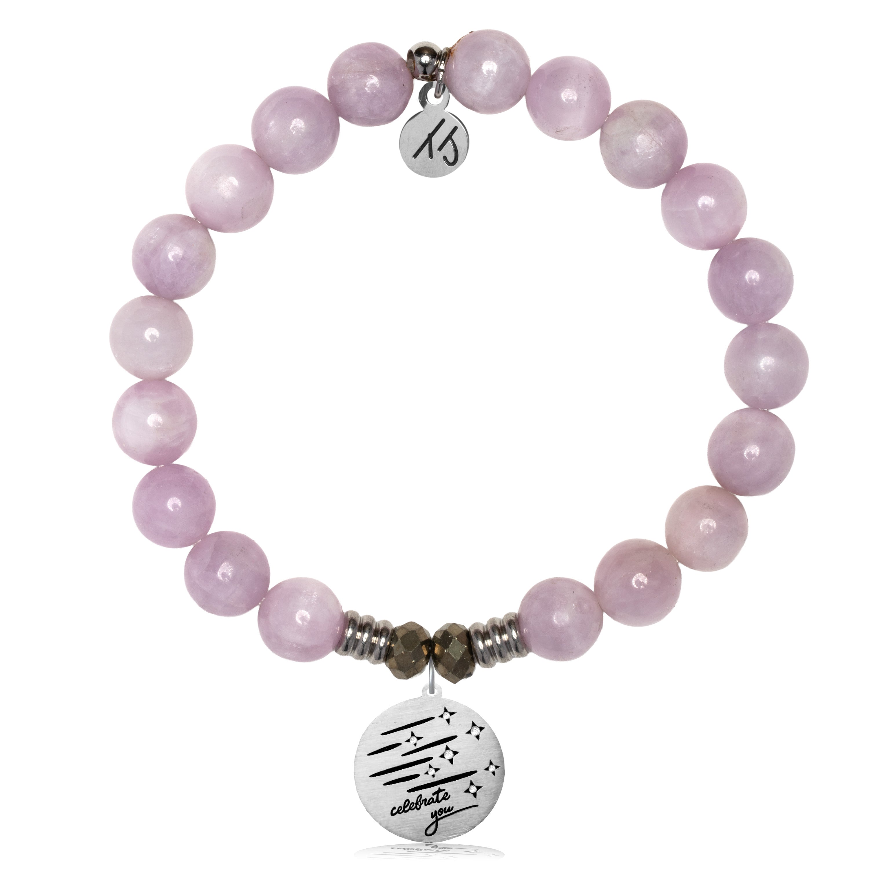 Kunzite Gemstone Bracelet with Birthday Wishes Sterling Silver Charm