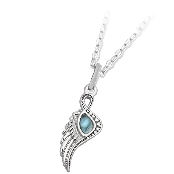 Larimar Angel Blessings Sterling Silver Charm Necklace