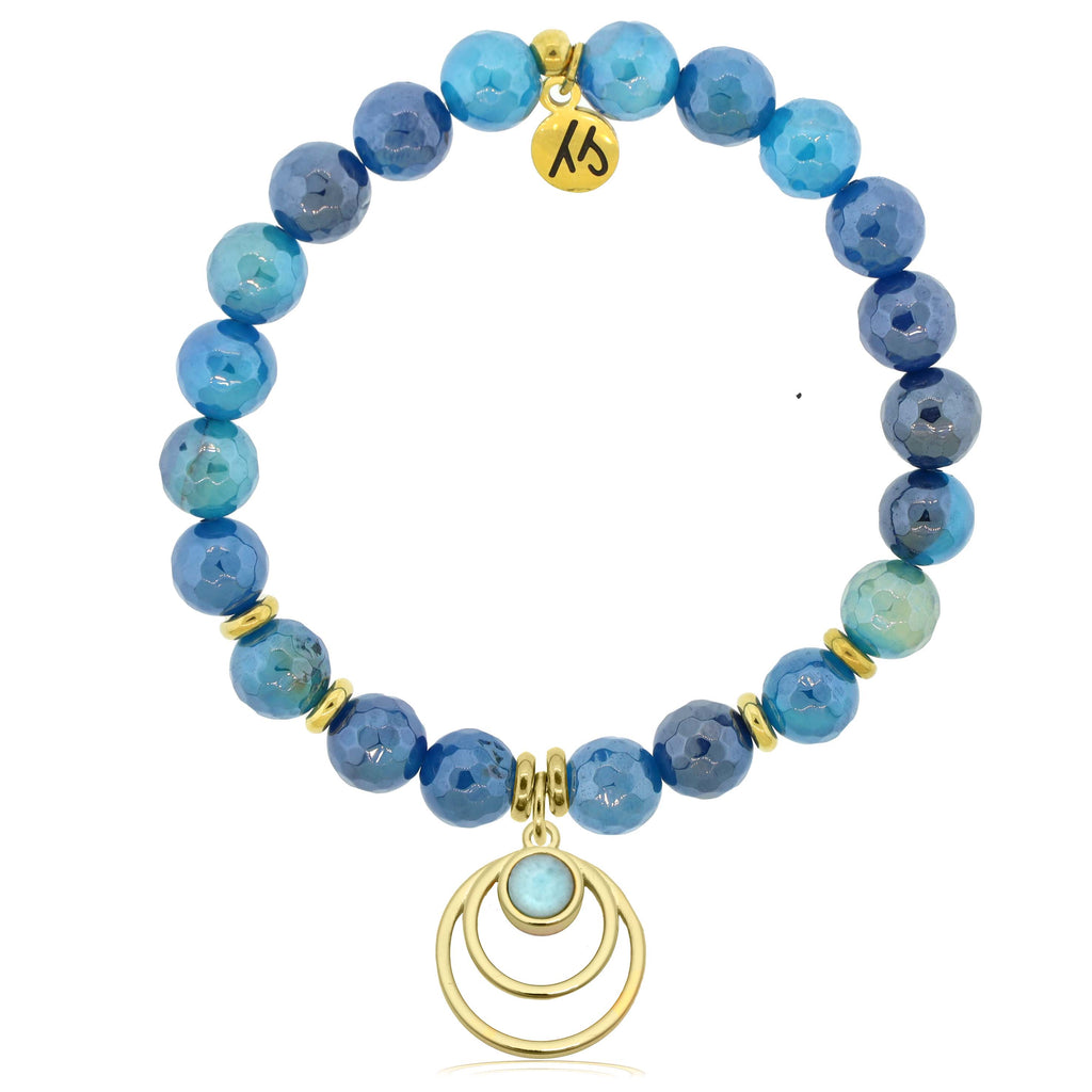 Larimar Charm Collection: Blue Agate Stone Bracelet with Larimar Generations Gold Charm
