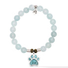 Larimar Charm Collection: Blue Aquamarine Stone Bracelet with Larimar Paw Print Sterling Silver Charm