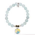 Larimar Charm Collection: Blue Aquamarine Stone Bracelet with Larimar Rising Sun Sterling Silver Charm