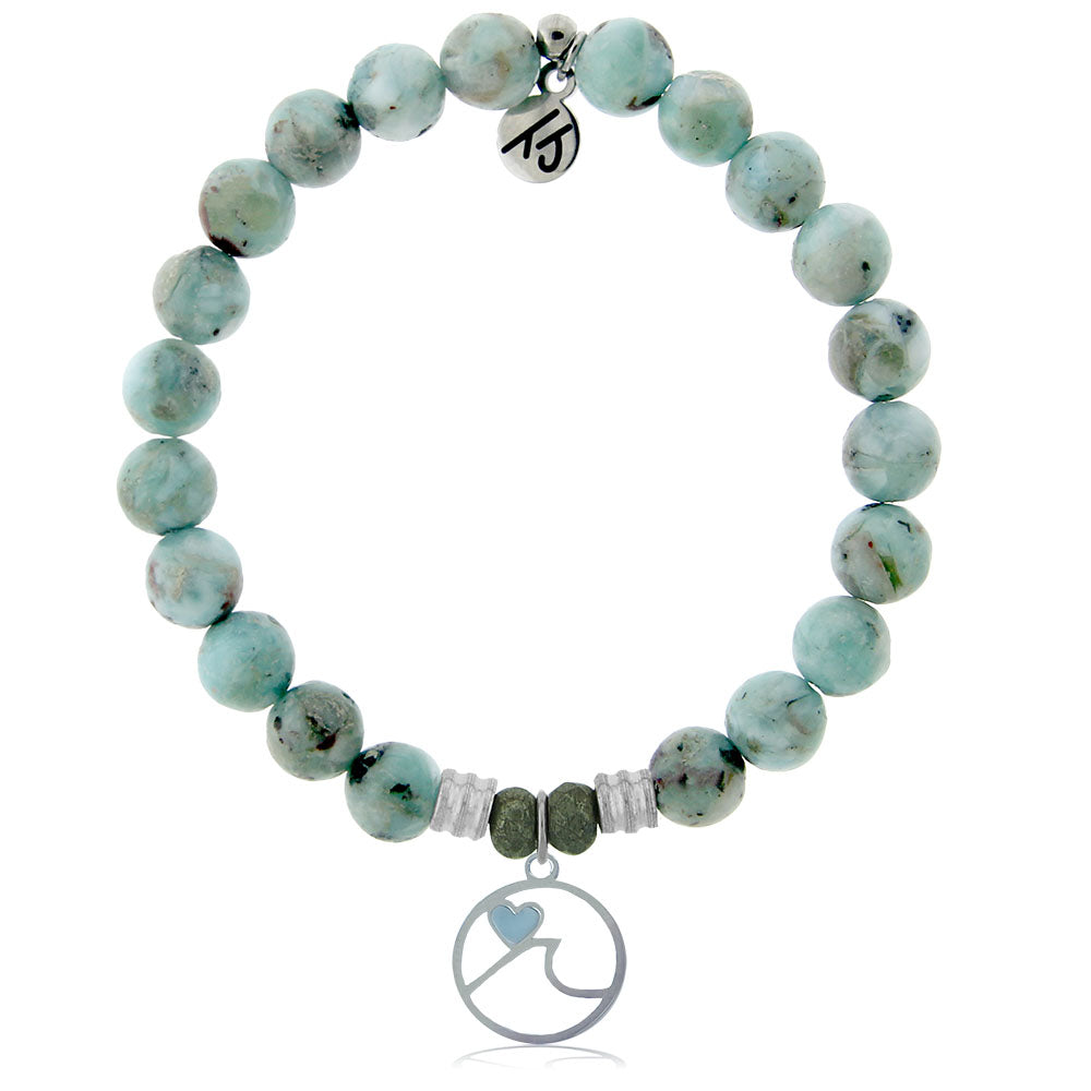 Larimar Charm Collection: Larimar Gemstone Bracelet with Larimar Ocean Love Sterling Silver Charm