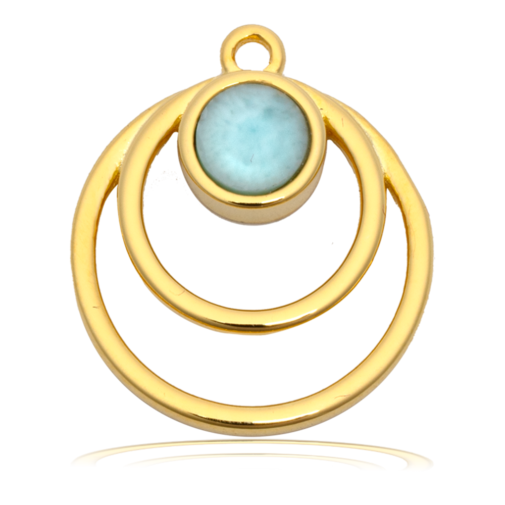 Larimar Charm Collection: Larimar Stone Bracelet with Larimar Generations Gold Charm