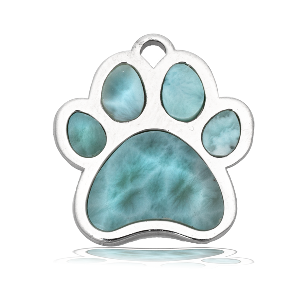 Larimar Charm Collection: Larimar Stone Bracelet with Larimar Paw Print Sterling Silver Charm