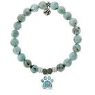 Larimar Charm Collection: Larimar Stone Bracelet with Larimar Paw Print Sterling Silver Charm