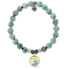 Larimar Charm Collection: Larimar Stone Bracelet with Larimar Rising Sun Sterling Silver Charm