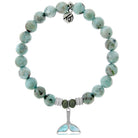 Larimar Charm Collection: Larimar Stone Bracelet with Larimar Whale Tail Sterling Silver Charm