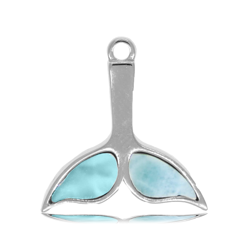 Larimar Charm Collection: Larimar Stone Bracelet with Larimar Whale Tail Sterling Silver Charm