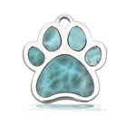 Larimar Charm Collection: Moonstone Stone Bracelet with Larimar Paw Print Sterling Silver Charm