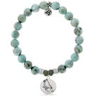 Larimar Gemstone Bracelet with Cardinal Sterling Silver Charm