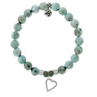 Larimar Gemstone Bracelet with Everlasting Love Sterling Silver Charm