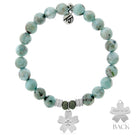Larimar Gemstone Bracelet with Forget Me Not Sterling Silver Charm