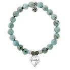 Larimar Gemstone Bracelet with Grateful Sterling Silver Charm
