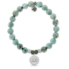 Larimar Gemstone Bracelet with I Love You Sterling Silver Charm