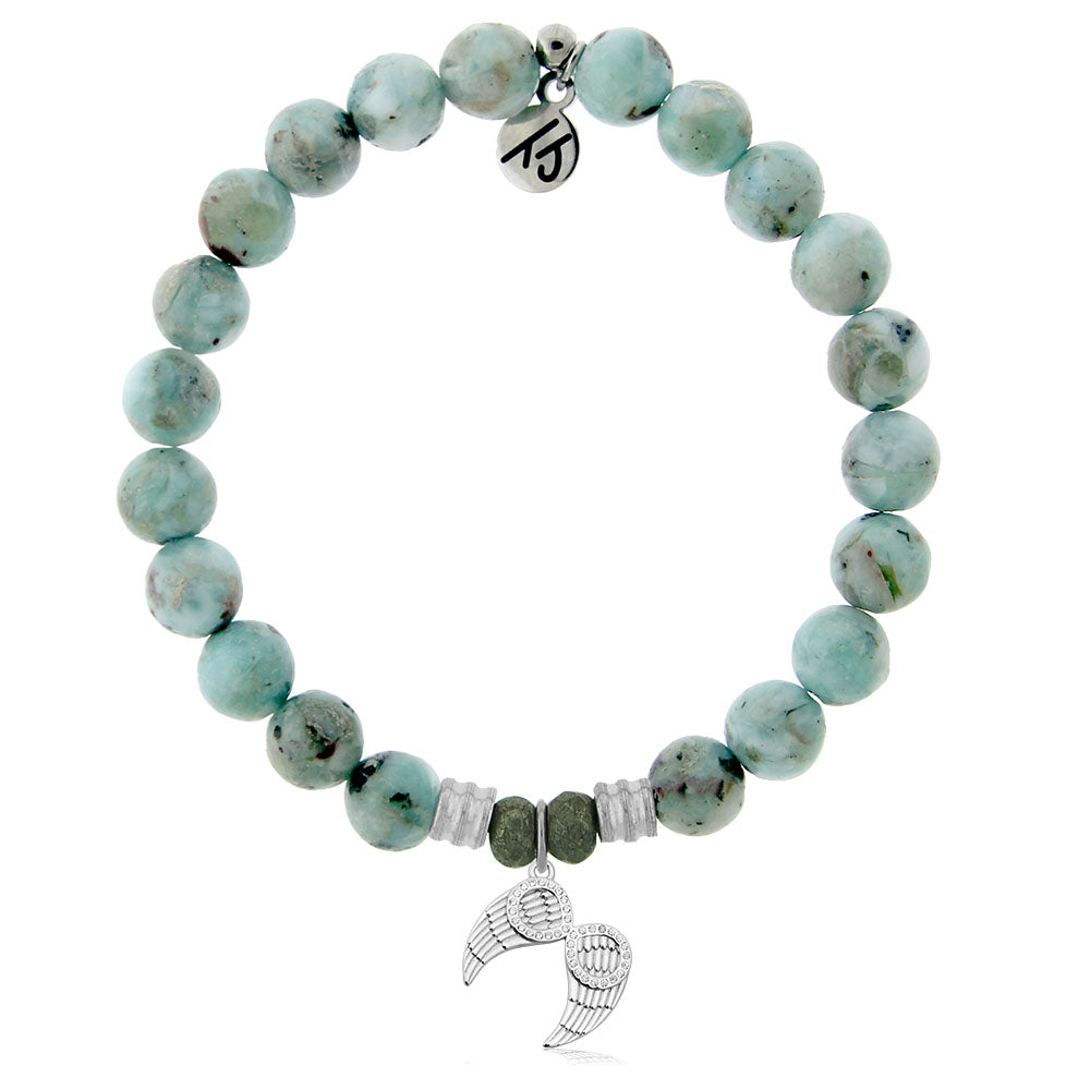 Larimar Gemstone Bracelet with Infinite Protection Sterling Silver Charm