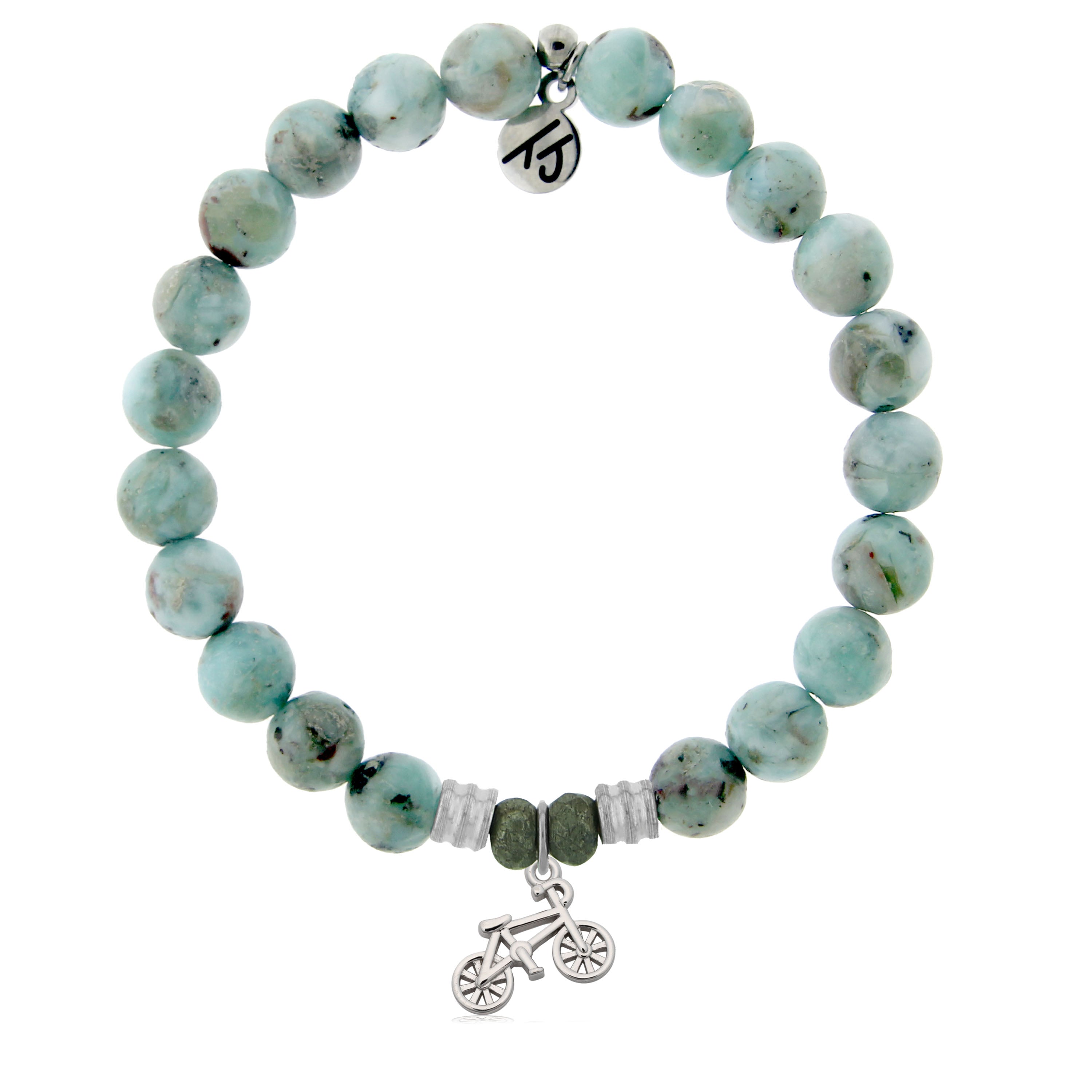 Larimar Gemstone Bracelet with Just Cruise Sterling Silver Charm