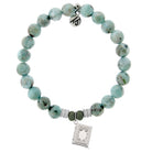 Larimar Gemstone Bracelet with Memories Sterling Silver Charm