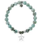 Larimar Gemstone Bracelet with Mom Star Sterling Silver Charm