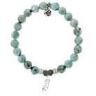 Larimar Gemstone Bracelet with Olive Branch Sterling Silver Charm