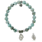 Larimar Gemstone Bracelet with Oyster Sterling Silver Charm