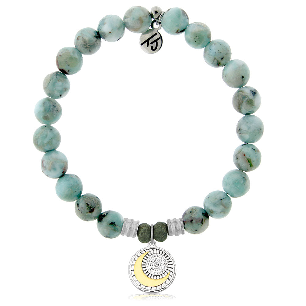 Larimar Gemstone Bracelet with Radiant Soul Sterling Silver Charm