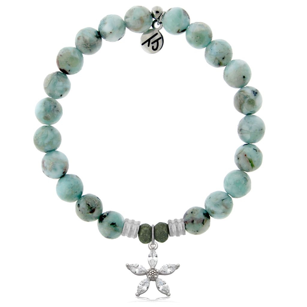 Larimar Gemstone Bracelet with Renewal Sterling Silver Charm