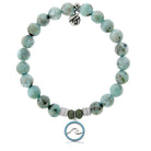 Larimar Gemstone Bracelet with Serenity Wave Sterling Silver Charm