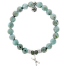 Larimar Gemstone Bracelet with Skis Sterling Silver Charm