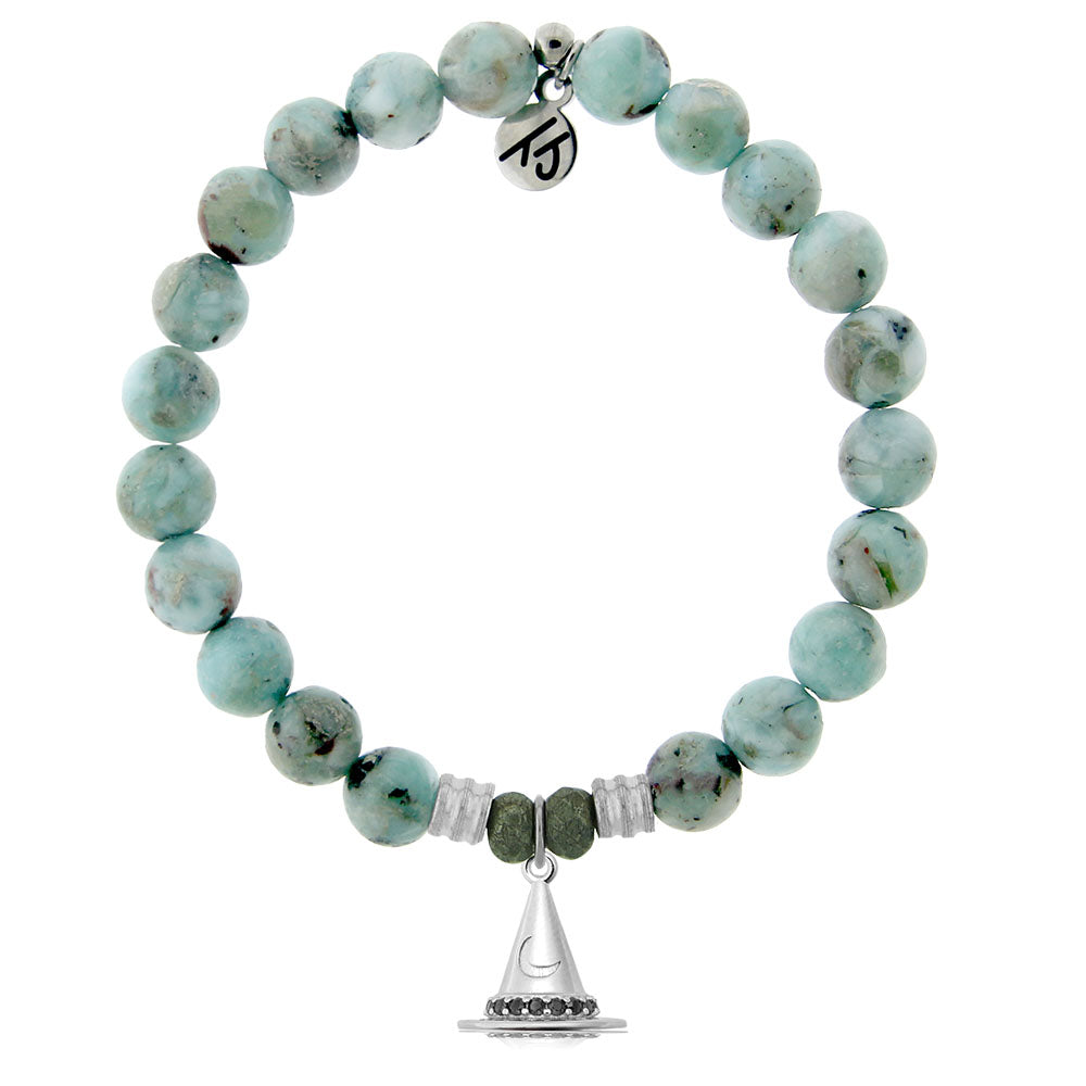 Larimar Gemstone Bracelet with Spellbound Sterling Silver Charm