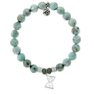 Larimar Gemstone Bracelet with Trust in Time Sterling Silver Charm