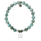 Larimar Gemstone Bracelet with Unbreakable Friendship Sterling Silver Charm