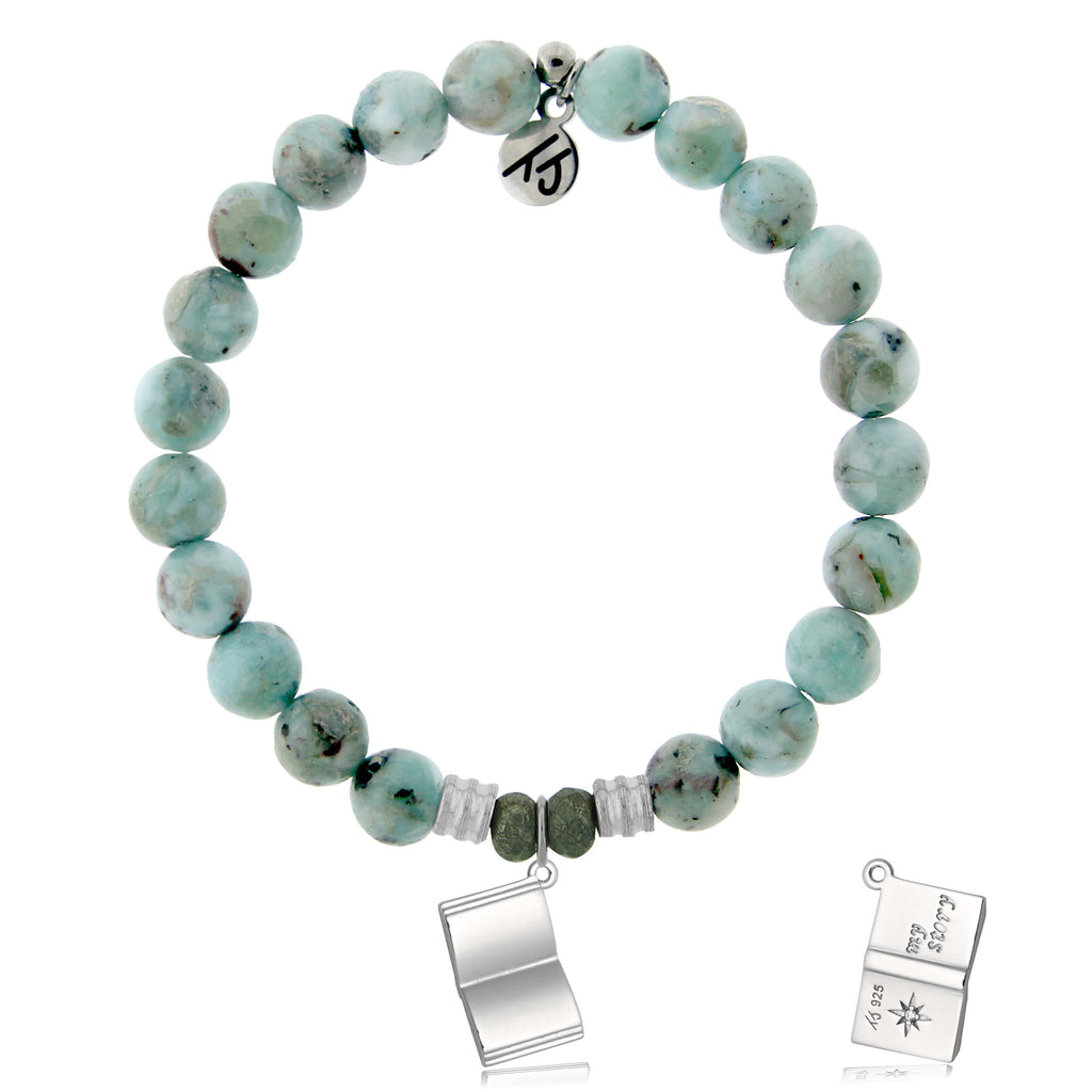 Larimar Gemstone Bracelet with Your Story Sterling Silver Charm