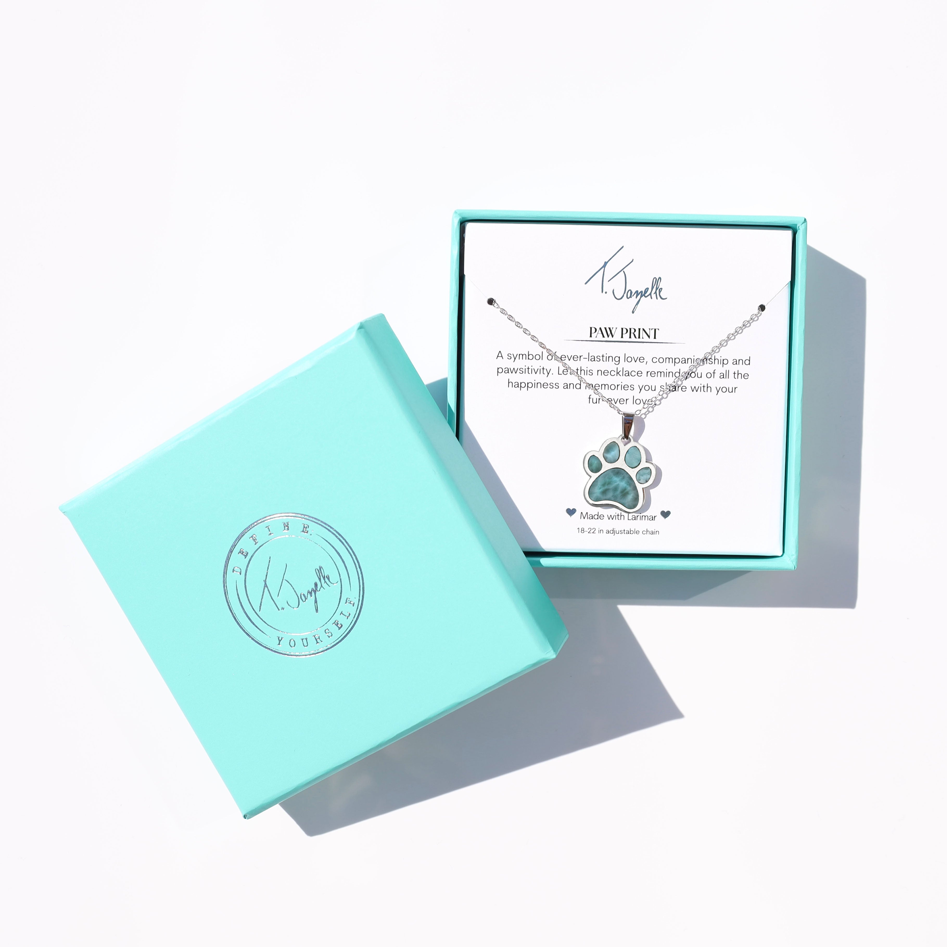 Larimar Paw Sterling Silver Charm Necklace