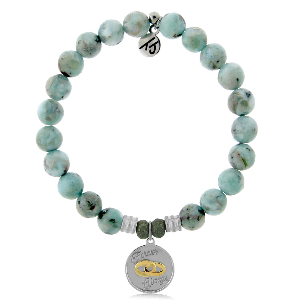 Larimar Stone Bracelet with Always and Forever Sterling Silver Charm