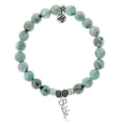 Larimar Stone Bracelet with Bride Sterling Silver Charm
