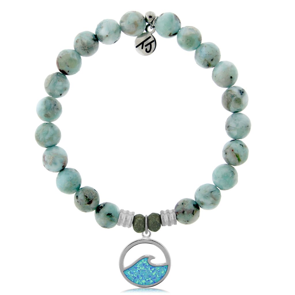 Larimar Stone Bracelet with Deep as the Ocean Sterling Silver Charm