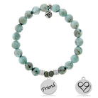 Larimar Stone Bracelet with Friend Sterling Silver Charm